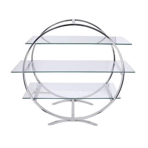 Vague 3 Tier Silver Food Display Stand with Glass 80 x 35 x H83 cm - Al Makaan Store