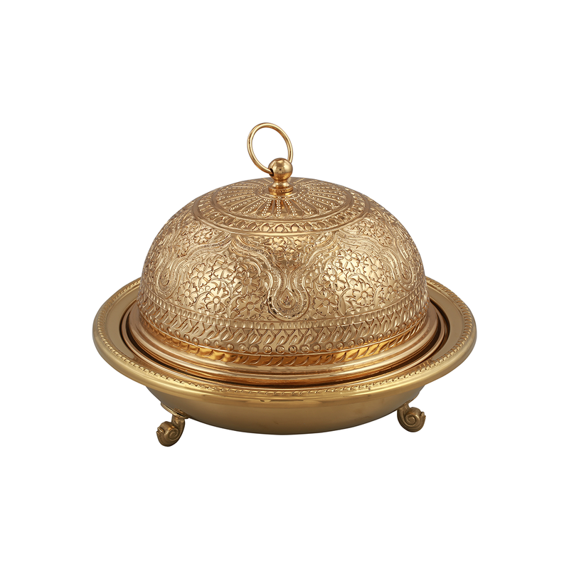 Vague Handcrafted VIP Round Ouzi & Halwa Platter – Gold Small - Al Makaan Store