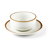 Wholesale Bundle: Porceletta Mocha Porcelain Soup Cup & Saucer 220 ml in Bulk (24-Pack) - Al Makaan Store