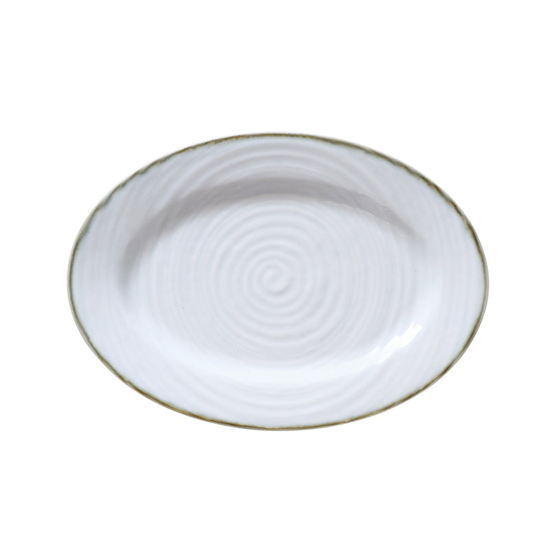 Porceletta Terra Reactive Glaze Porcelain Oval Plate with Rim - Al Makaan Store