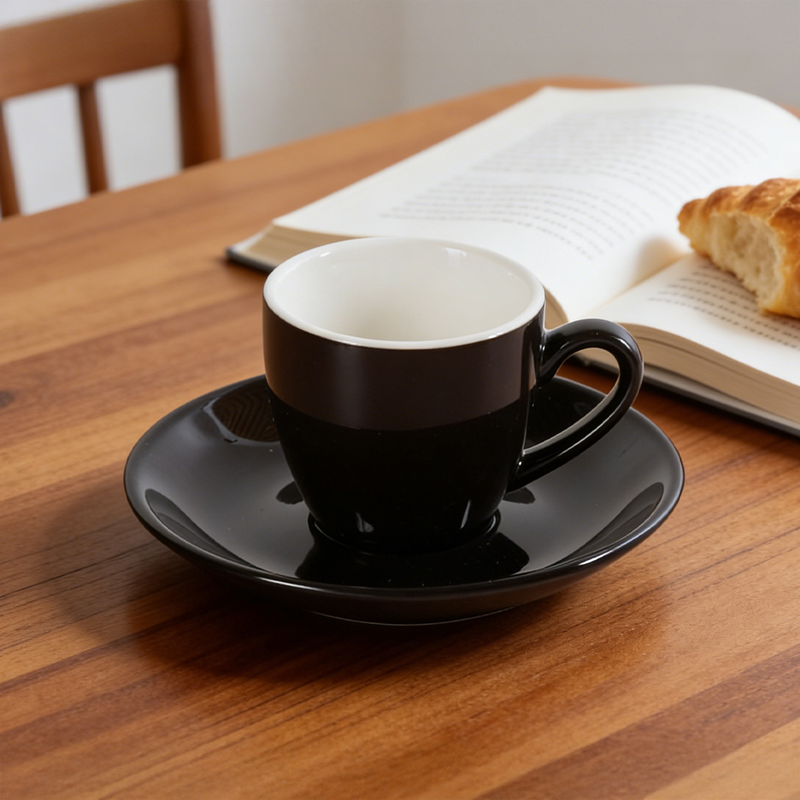 Porceletta Two-Tone Porcelain Espresso Cup & Saucer 80 ml - Al Makaan Store