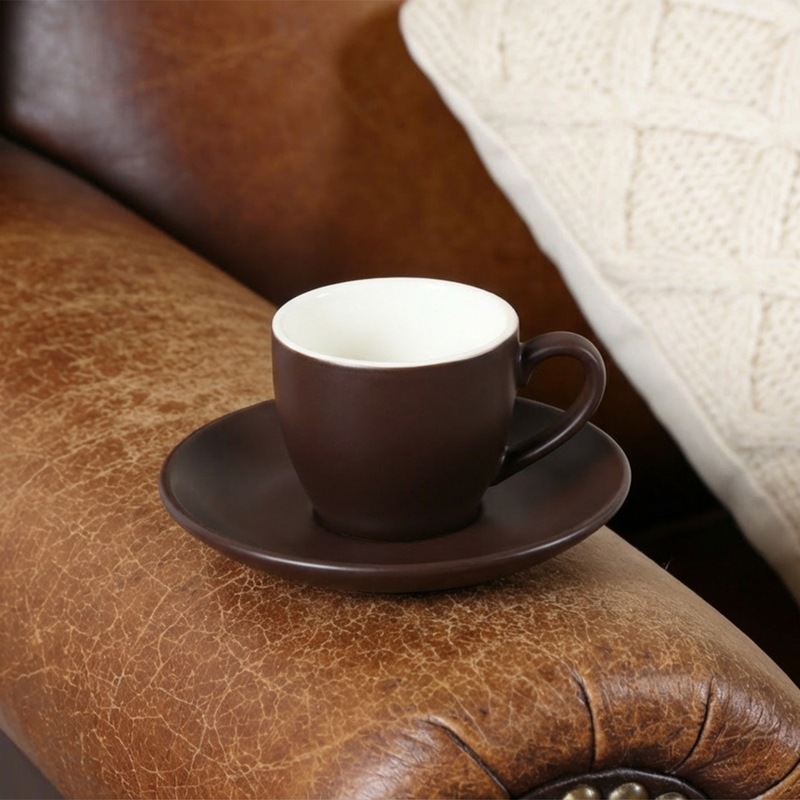 Porceletta Two-Tone Porcelain Espresso Cup & Saucer 80 ml - Al Makaan Store