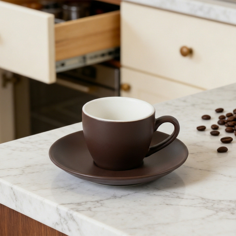 Porceletta Two-Tone Porcelain Espresso Cup & Saucer 80 ml - Al Makaan Store