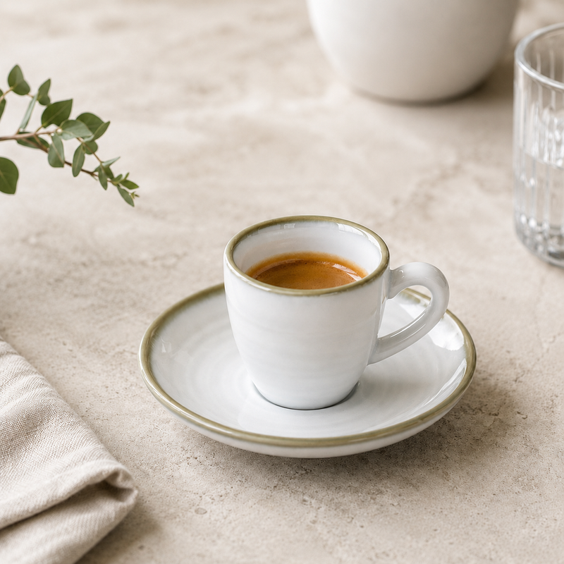 Porceletta Terra Reactive Glaze Porcelain Espresso Cup & Saucer 80 ml