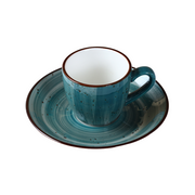 Porceletta Green Color Glazed Porcelain Espresso Cup & Saucer 80 ml - Al Makaan Store
