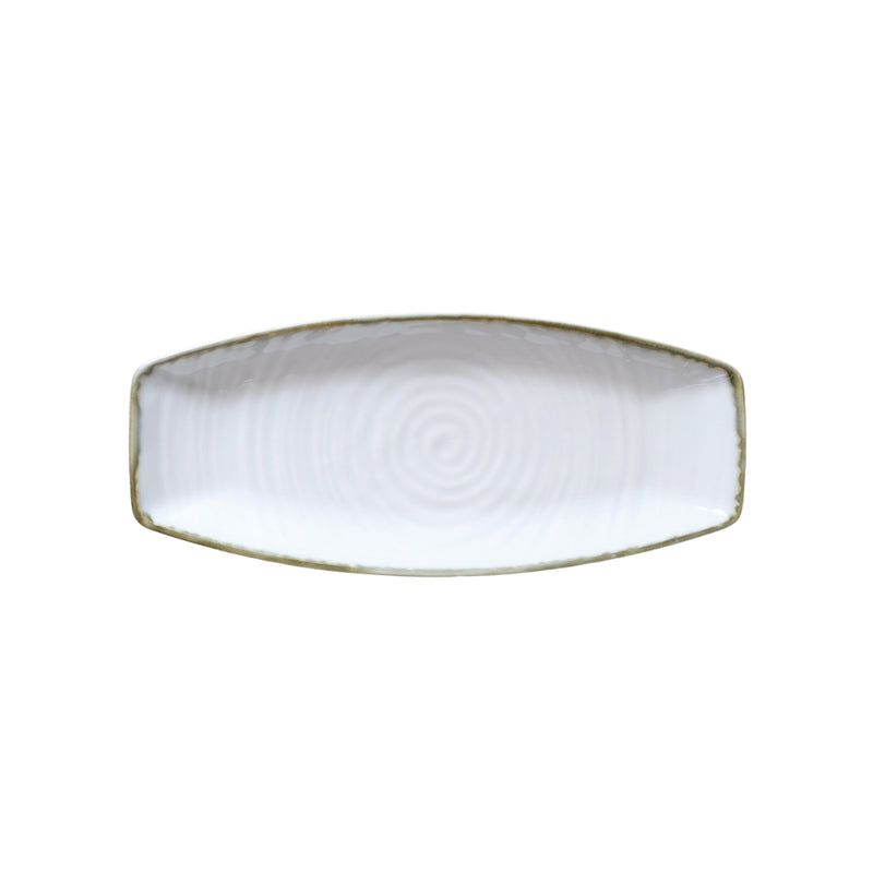 Porceletta Terra Reactive Glaze Porcelain Boat Shape Plate - Al Makaan Store