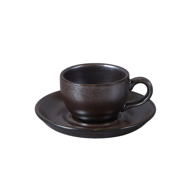 Porceletta Rustic Porcelain Reactive Glaze Porcelain Cup & Saucer Set