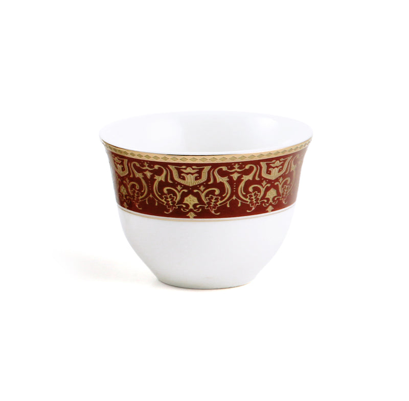 Porceletta Ivory Baroque Scrollwork Porcelain Cawa Cup Set of 6 - Al Makaan Store
