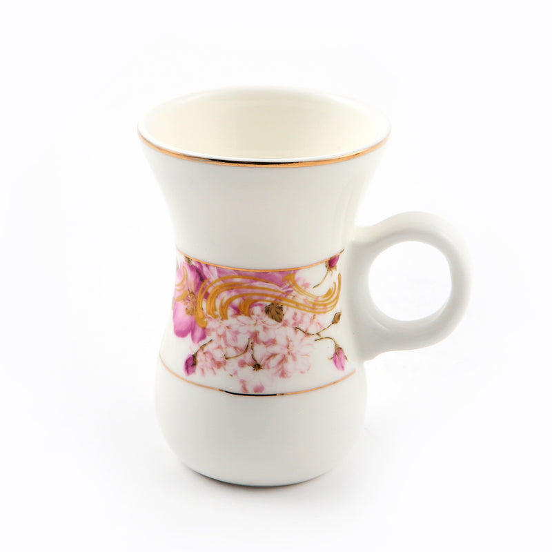 Porceletta Ivory Cherry Blossom Porcelain Belly Tea Cup Set of 6 - Al Makaan Store