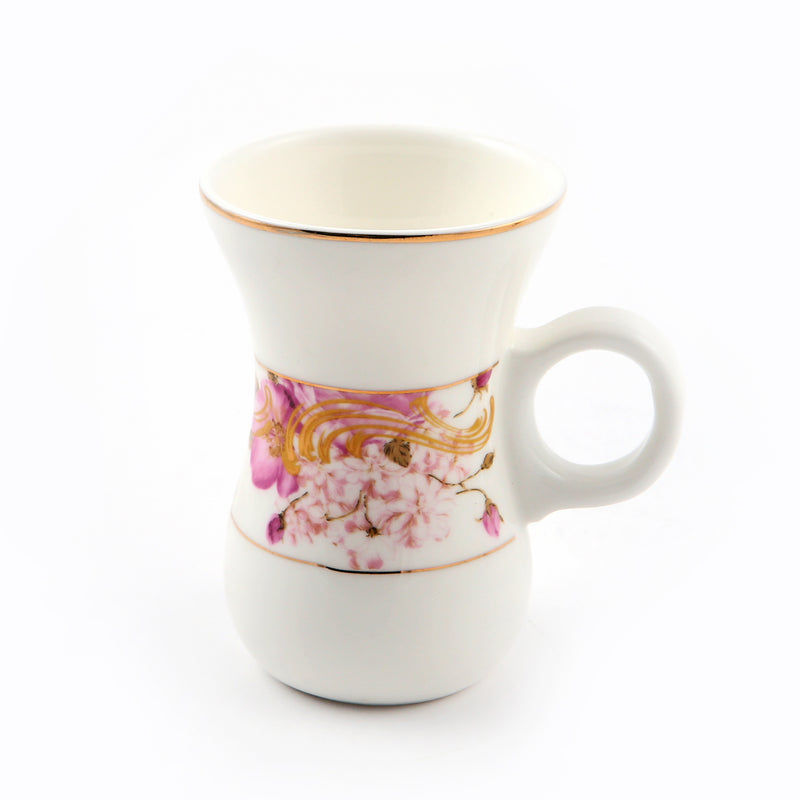 Porceletta Ivory Cherry Blossom Porcelain Belly Tea Cup Set of 6