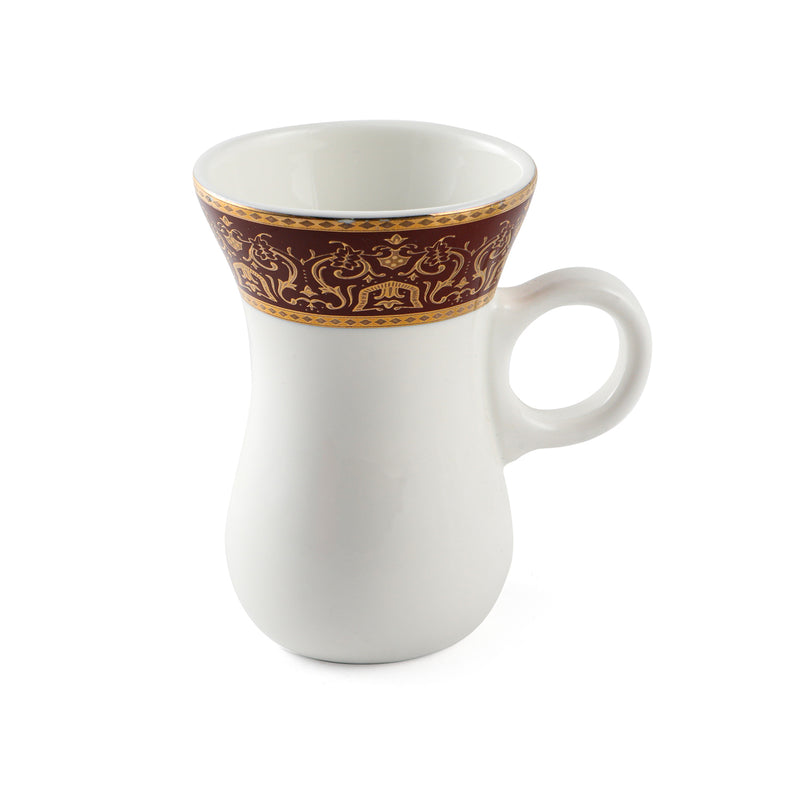 Porceletta Ivory Baroque Scrollwork Porcelain Belly Tea Cup Set of 6 - Al Makaan Store