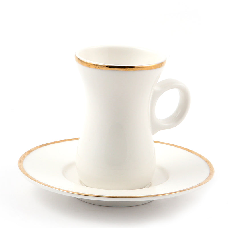 Porceletta Ivory Gold Trim Porcelain Coffee Cup & Saucer 80 ml - Al Makaan Store