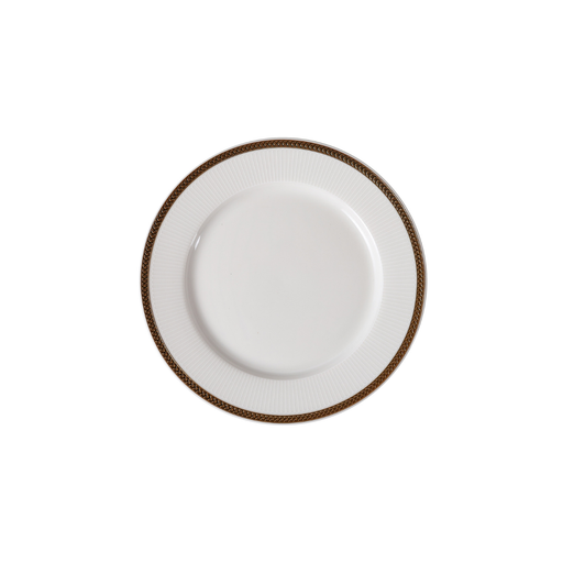 Porceletta VIP Ivory Porcelain Flat Plate with Golden Rim - Al Makaan Store