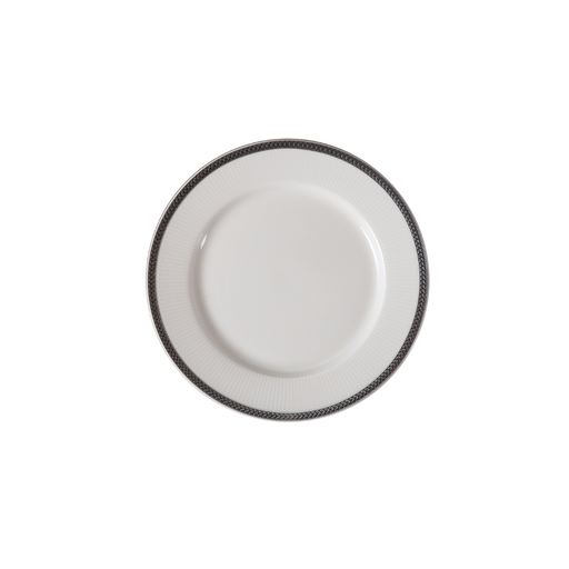 Porceletta VIP Ivory Porcelain Flat Plate with Silver Rim - Al Makaan Store
