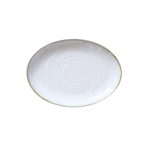 Porceletta Terra Reactive Glaze Porcelain Oval Plate  - Al Makaan Store