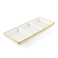 Wholesale Bundle: Porceletta Mocha Porcelain Rectangular Compartment Dish in Bulk (48-Pack) - Al Makaan Store