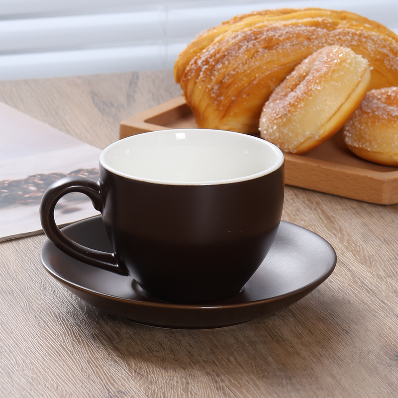 Porceletta Two-Tone Porcelain Cappuccino Cup & Saucer 230 ml - Al Makaan Store