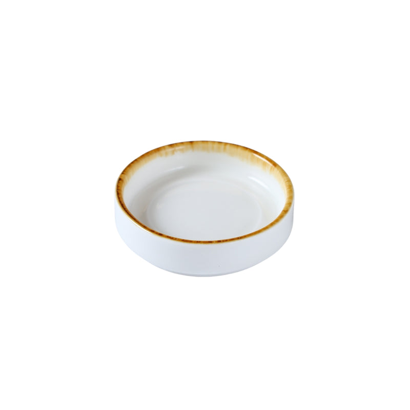 Porceletta Ivory Mocha Straight Round Dish 3" - Al Makaan Store