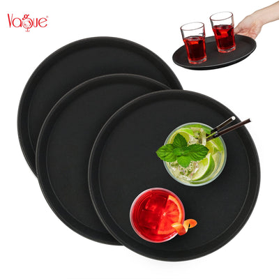 Vague Round Non Slip Plastic Tray with Rubber