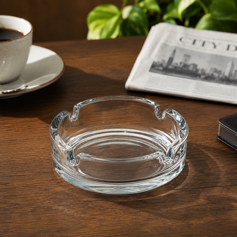 Pasabahce Bistro Round Glass Ashtray 4.5"- Al Makaan Store