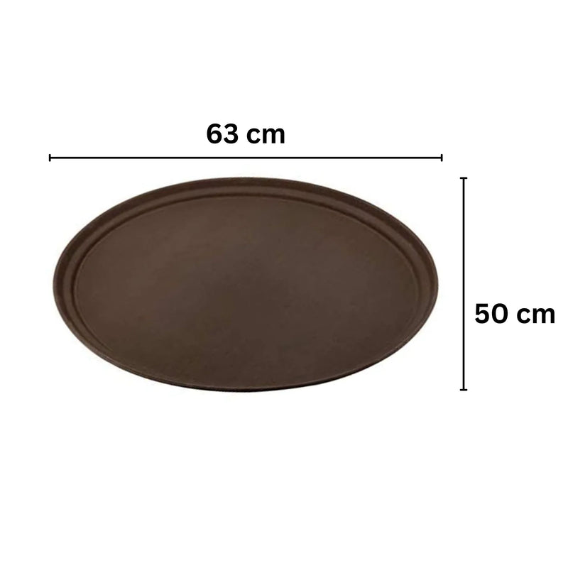 Vague Oval Non Slip Plastic Tray with Rubber