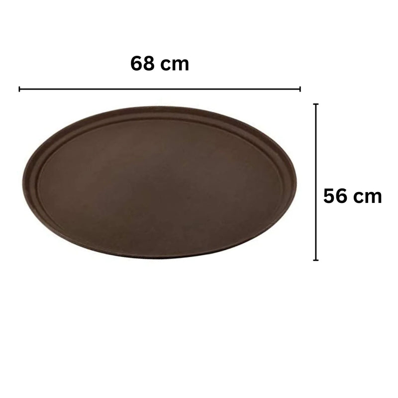 Vague Oval Non Slip Plastic Tray with Rubber