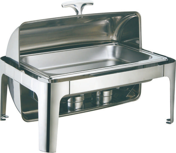 Vague Stainless Steel Rectangular Roll Top Chafing Dish 9 Liter - Al Makaan Store