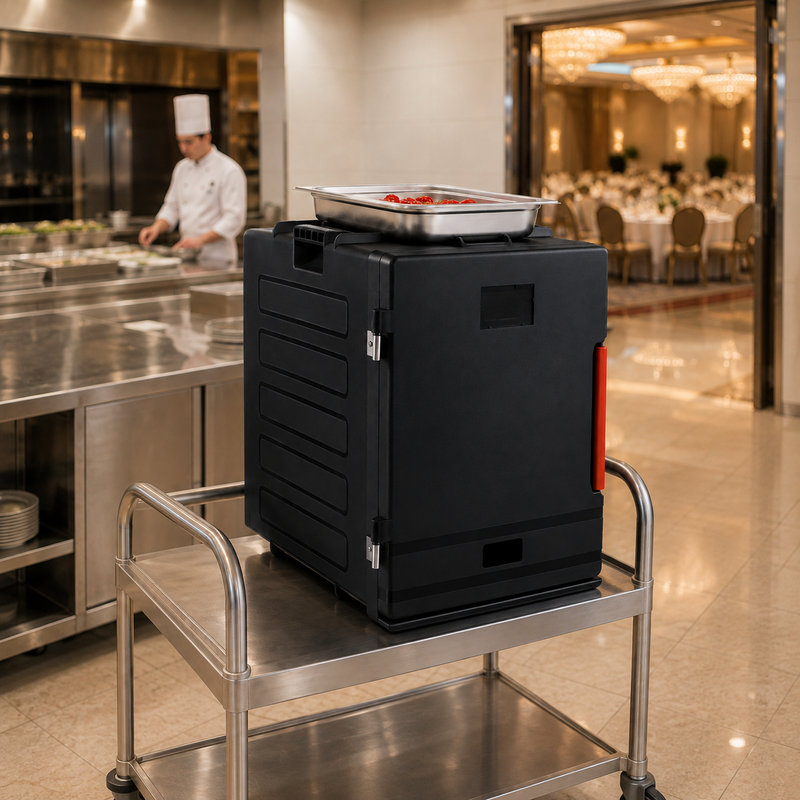 Jiwins Black Insulated Thermobox Single Wall Food Carrier 62.5 cm