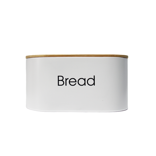 Vague White Oval Bread Box with Bamboo Lid 32.5 x 15.5 cm - Al Makaan Store
