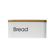 Vague White Rectangular Bread Box with Bamboo Lid 30 x 13 cm - Al Makaan Store