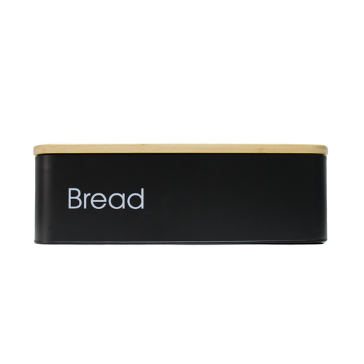 Vague Black Rectangular Bread Box with Bamboo Lid 42.5 × 12.5 cm - Al Makaan Store