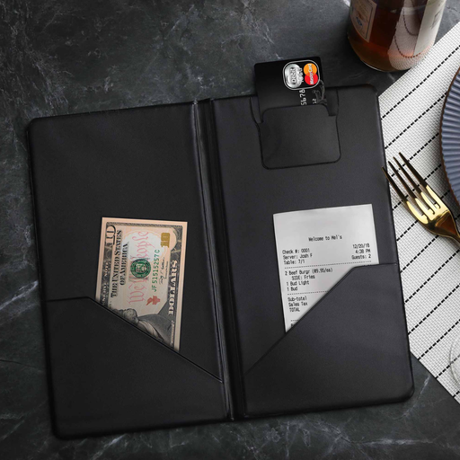 Vague Black Guest Check Holder with Gold "Thank you" Imprint 10.5" x 5.5" - Al Makaan Store