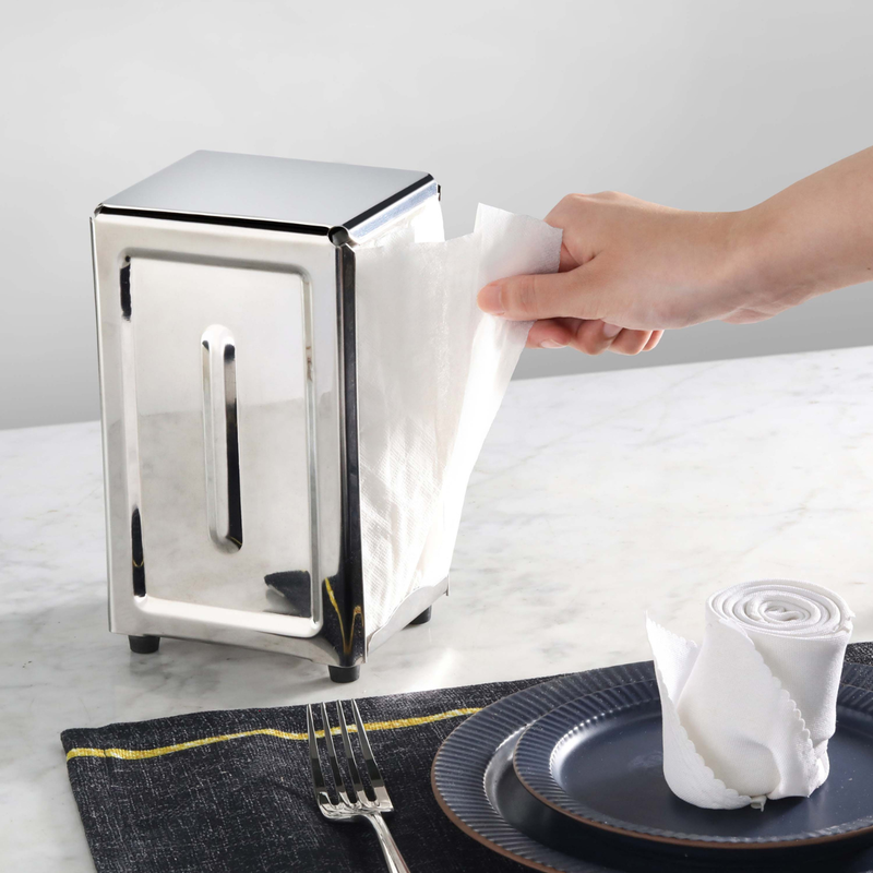 Vague Stainless Steel Silver Napkin Dispenser 7.5" x 4.8" x 3.9" - Al Makaan Store