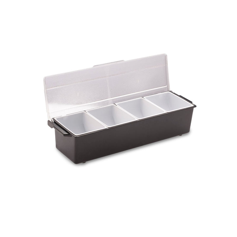 Plastic 4 Compartment Condiment Tray Container with Acrylic Lid