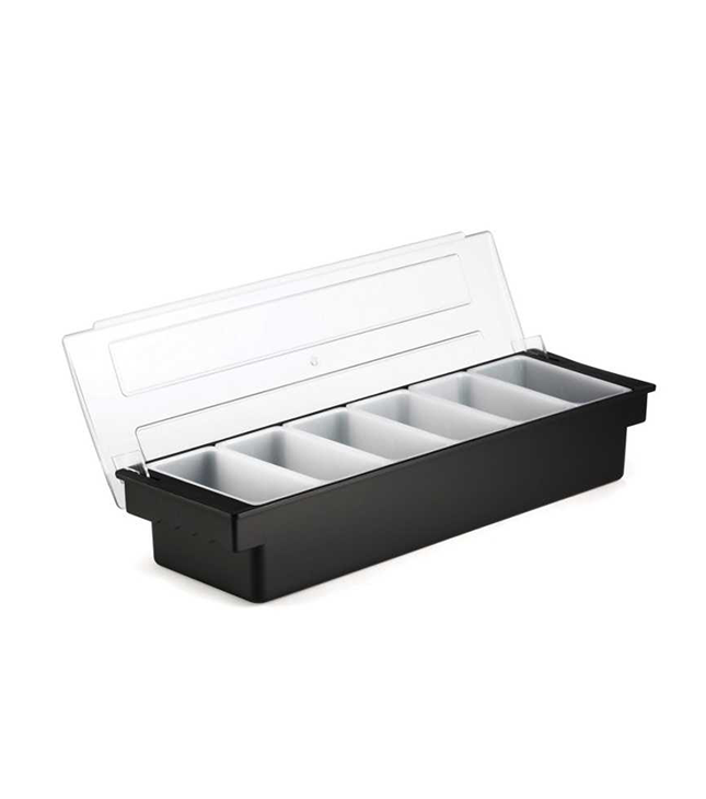 Plastic 6 Compartment Condiment Tray Container With Acrylic Lid