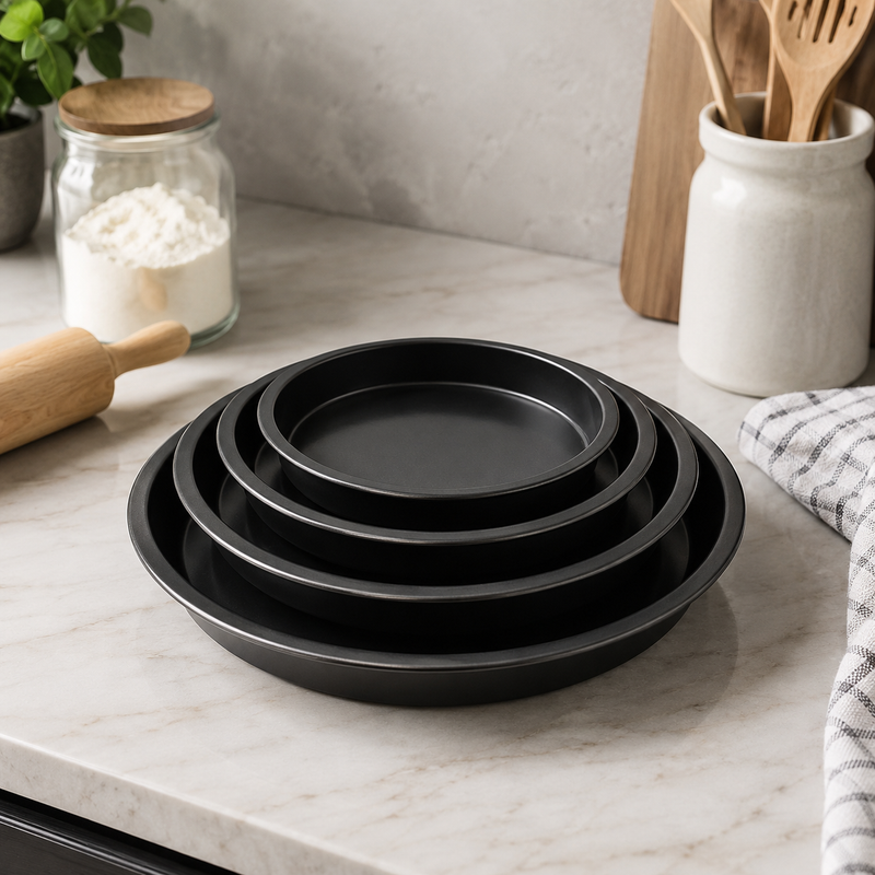Vague Aluminum Black Pizza Pan