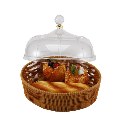 Round Rattan PP Basket with Acrylic Cover 33.3 x 20 cm - Al Makaan Store