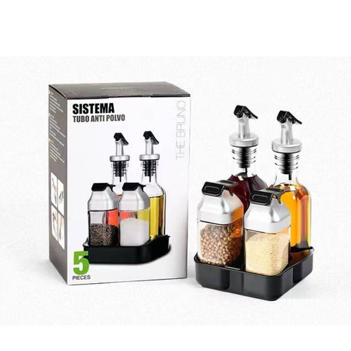 Glass Condiment 5 Pieces Set - Al Makaan Store