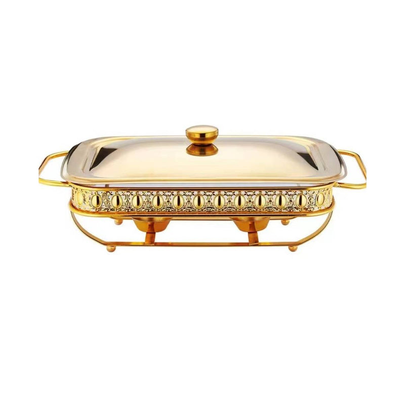 Stainless Steel Rectangular Golden Food Warmer 2 Liter - Al Makaan Store