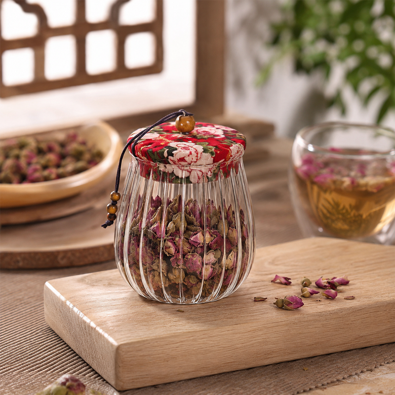 Transparent Glass Jar with Cloth Lid
