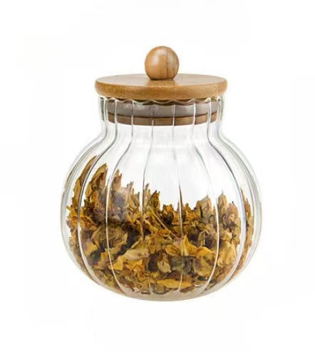 Transparent Glass Jar with Bamboo Lid - Al Makaan Store