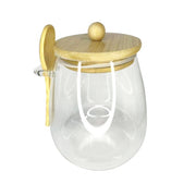 Transparent Glass Jar with Bamboo Lid and Spoon - Al Makaan Store