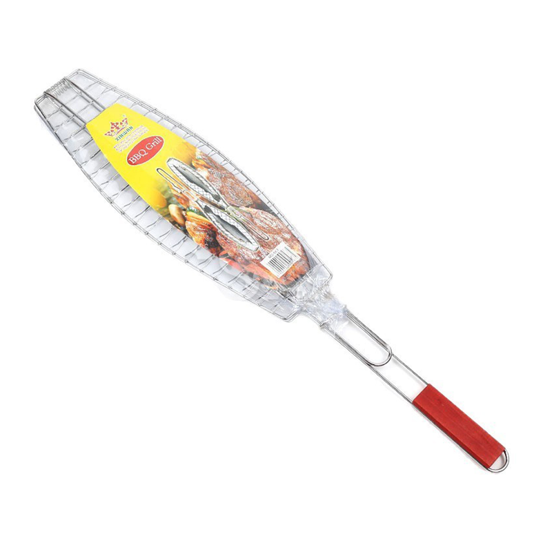 Vague Fish Grill with Wooden Handle 14 x 71 cm - Al Makaan Store