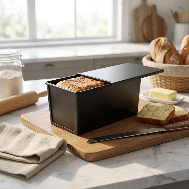 Vague Black Toast Box with Cover