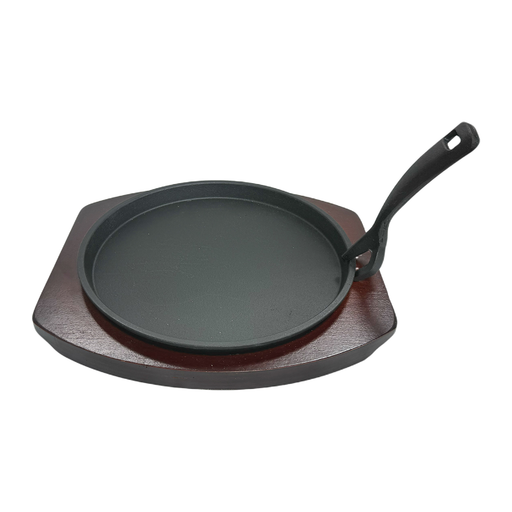 Vague Round Sizzling Plate with Wooden Board D22 cm - Al Makaan Store