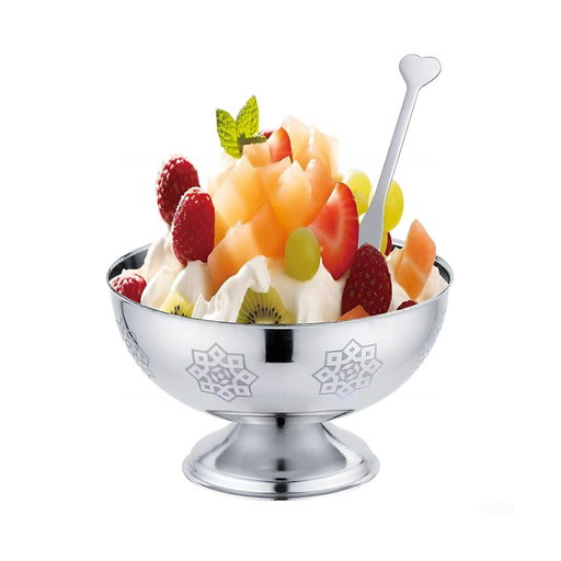 Vague Stainless Steel Ice Cream cup with Fork- Al Makaan Store