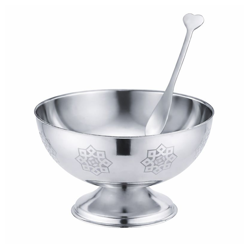 Vague Stainless Steel Ice Cream cup with Fork- Al Makaan Store