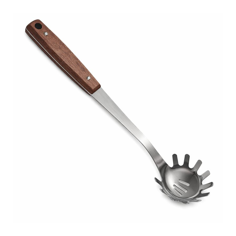 Vague Stainless Steel Pasta Server with Sapele Wood Handle- Al Makaan Store