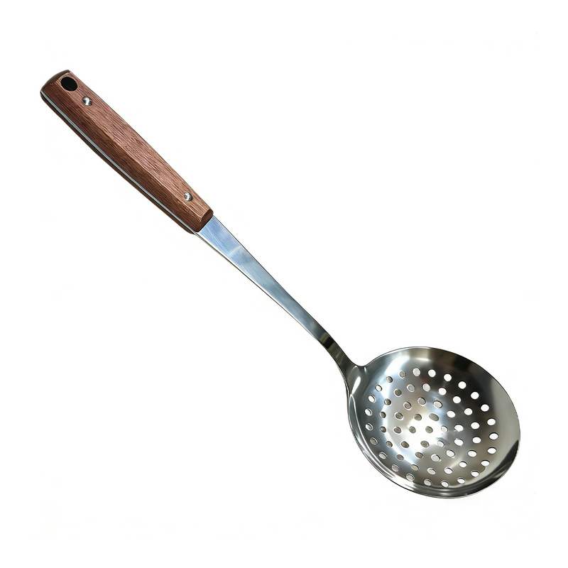 Vague Stainless Steel Skimmer with Sapele Wood Handle- Al Makaan Store