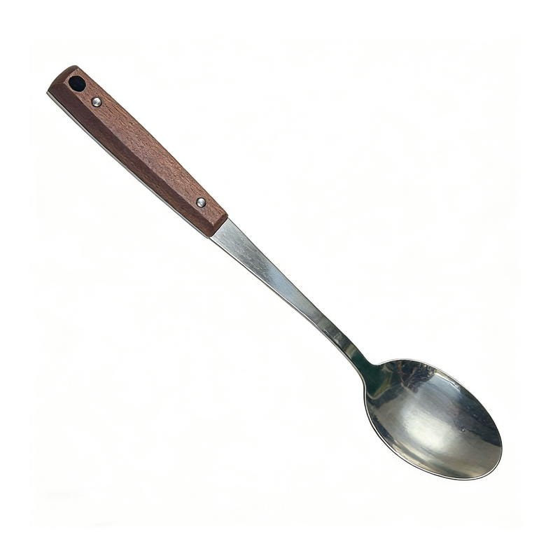 Vague Stainless Steel Serving Spoon with Sapele Wood Handle- Al Makaan Store
